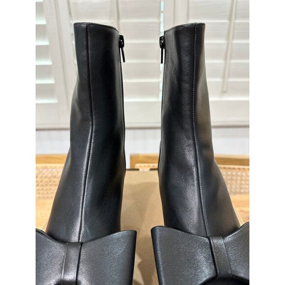 Jeffrey Campbell Bow Bootie Black Leather Size 7 NWOB Kitten Heel Sculpted Bow - Picture 5 of 13